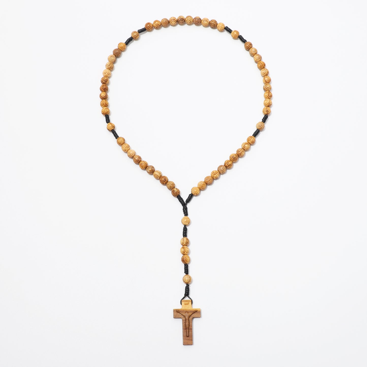 Olive Wood Prayer Rosary Engraved Beads - 8mm