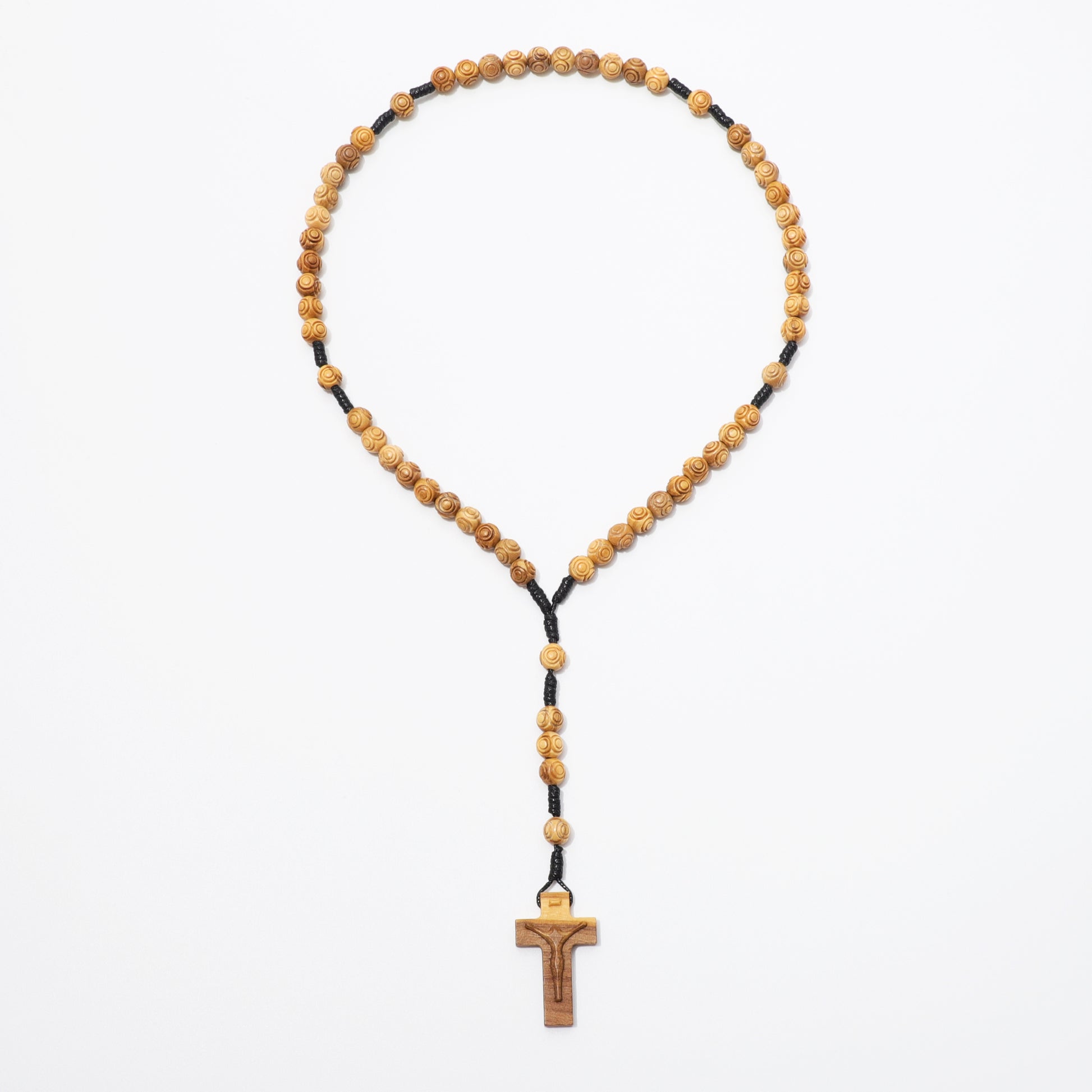 Olive Wood Prayer Rosary Engraved Beads - 8mm