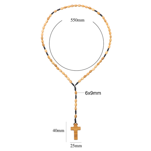 Olive Wood Prayer Rosary Oval Beads - 6x9mm