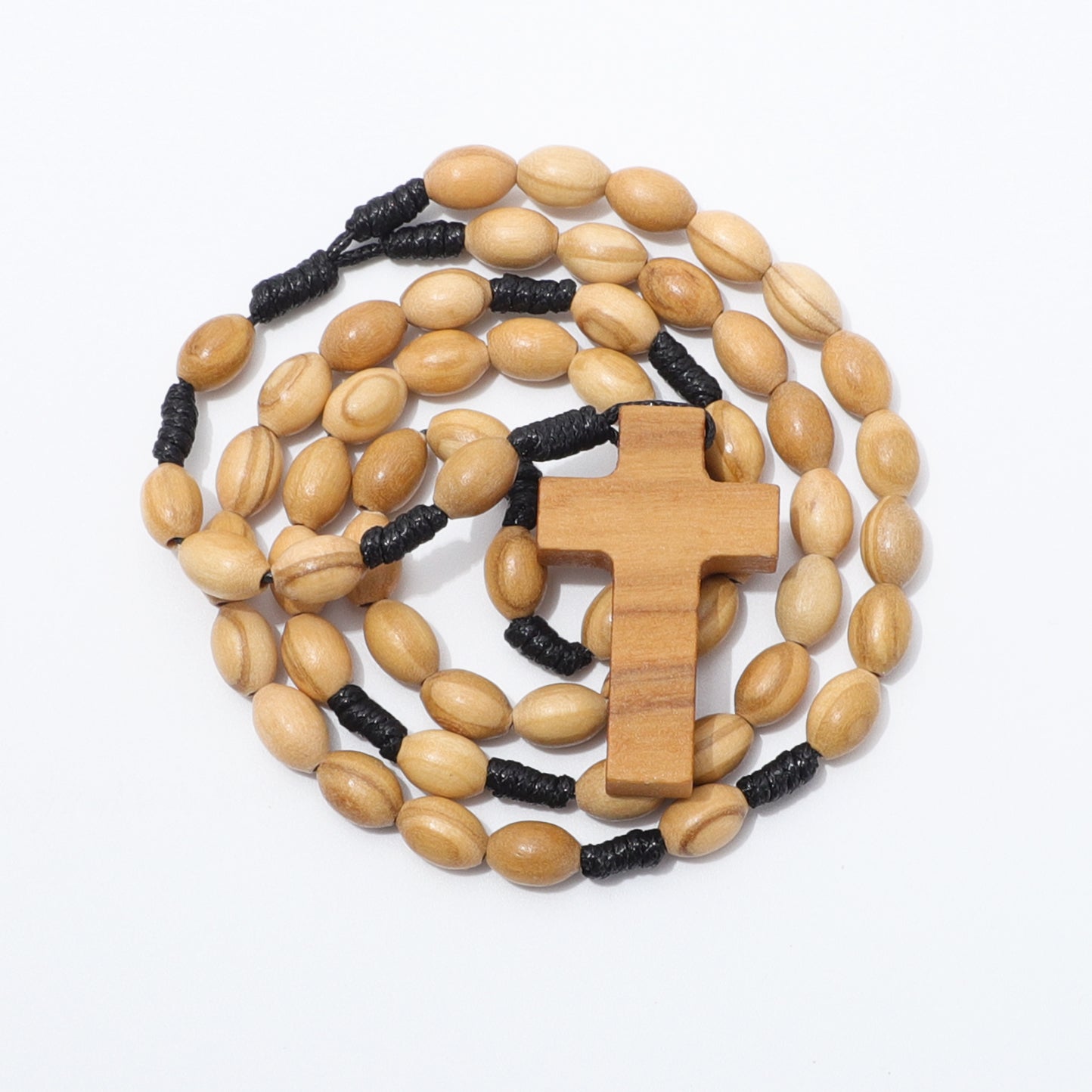 Olive Wood Prayer Rosary Oval Beads - 6x9mm