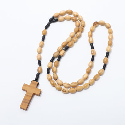 Olive Wood Prayer Rosary Oval Beads - 6x9mm