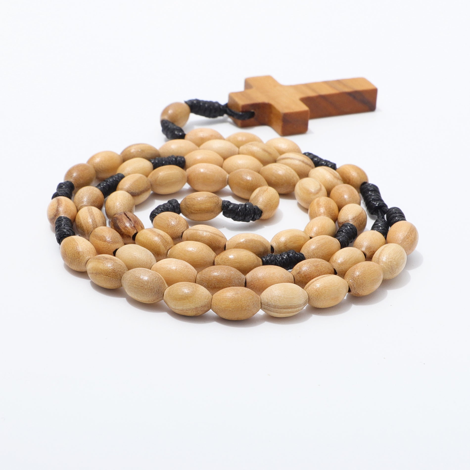 Olive Wood Prayer Rosary Oval Beads - 6x9mm