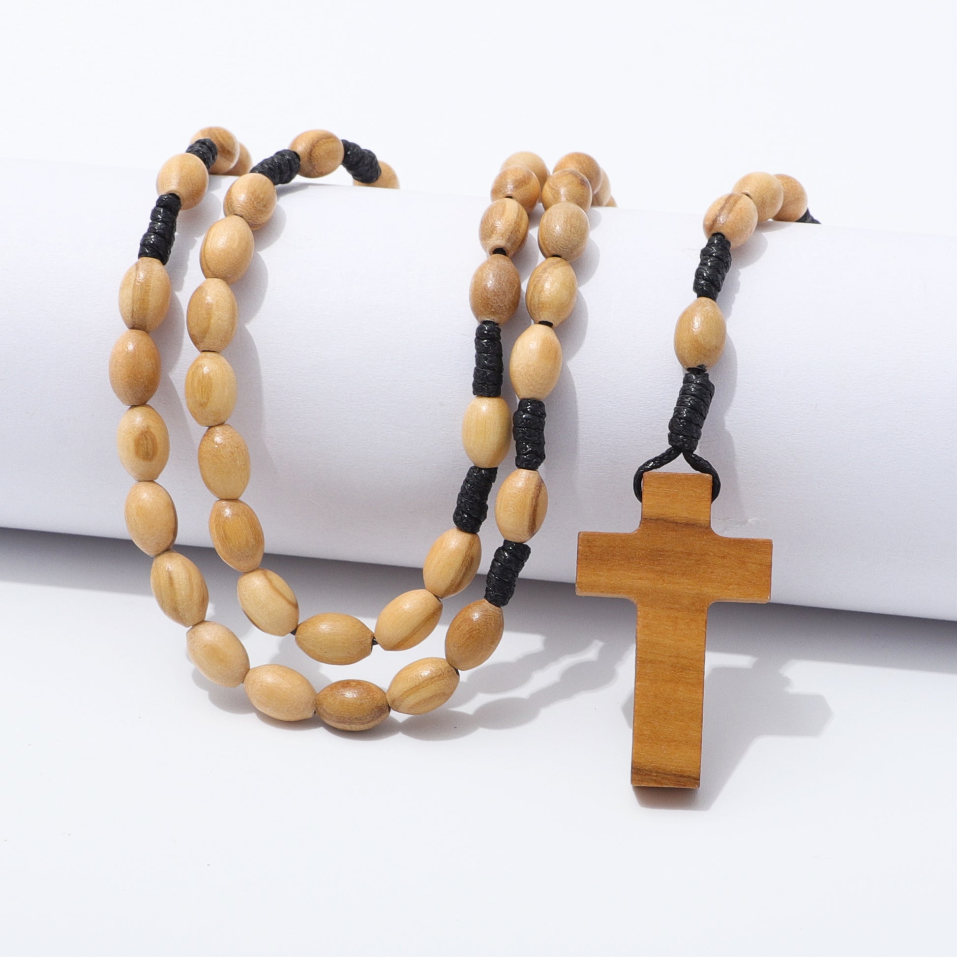 Olive Wood Prayer Rosary Oval Beads - 6x9mm