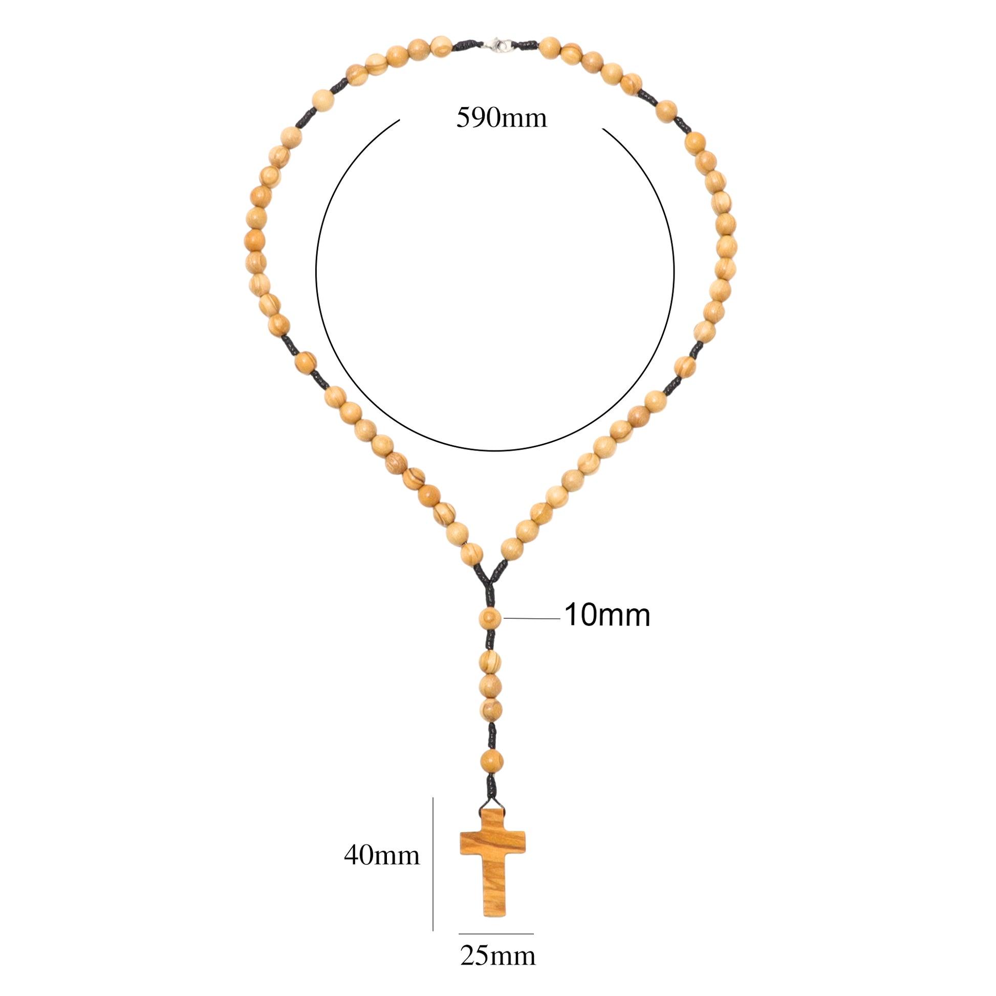Olive Wood Rosary Necklace - 10mm Beads