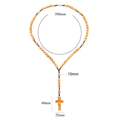 Olive Wood Rosary Necklace - 10mm Beads