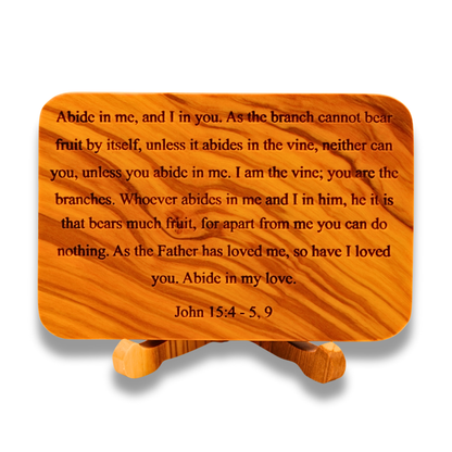 Olive Wood Scripture Plaque – John 15:4–9