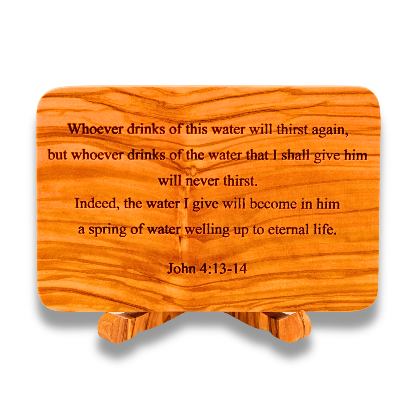 Olive Wood Scripture Plaque – John 4:13–14