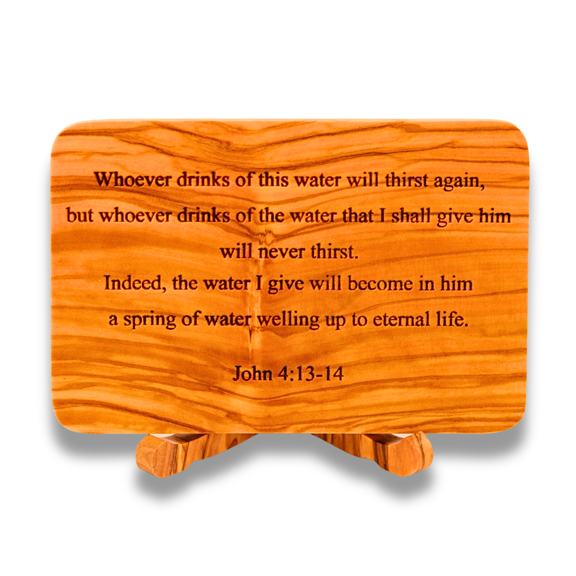 Olive Wood Scripture Plaque – John 4:13–14