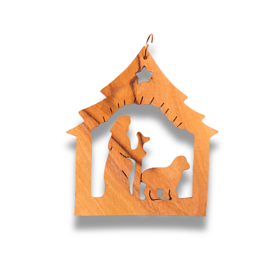 Olive Wood Shepherd Ornament