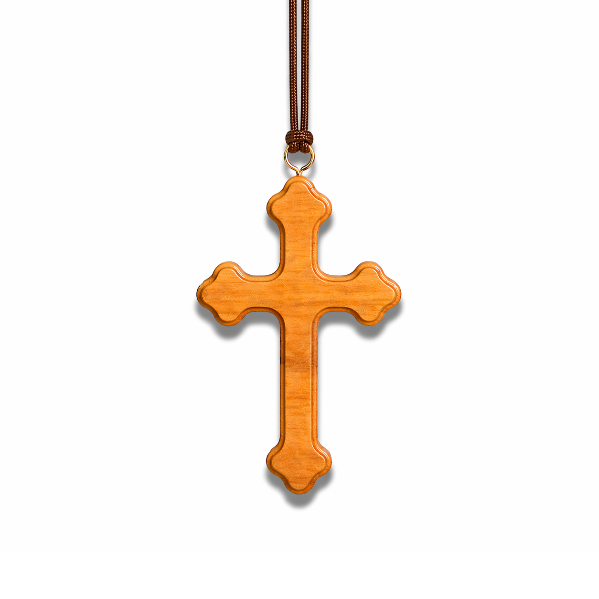 Orthodox olive wood cross necklace