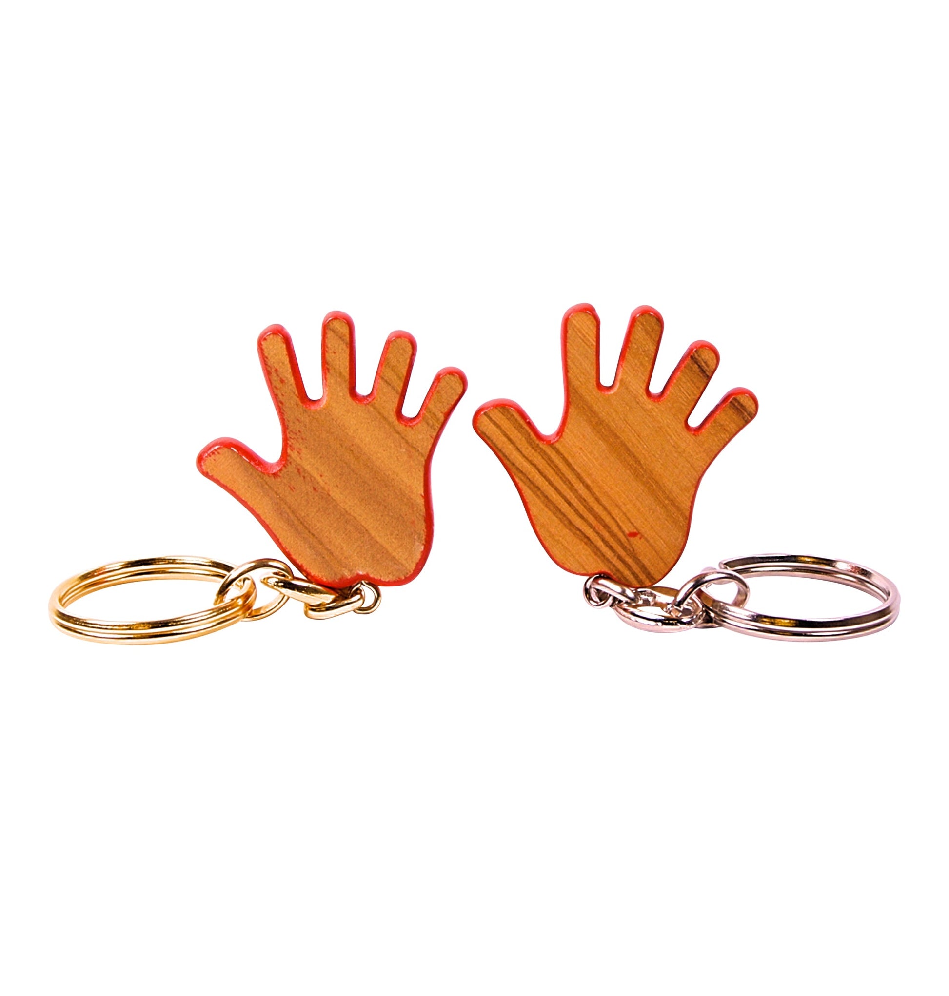 Palm of Peace Olive Wood Keychain Close Up