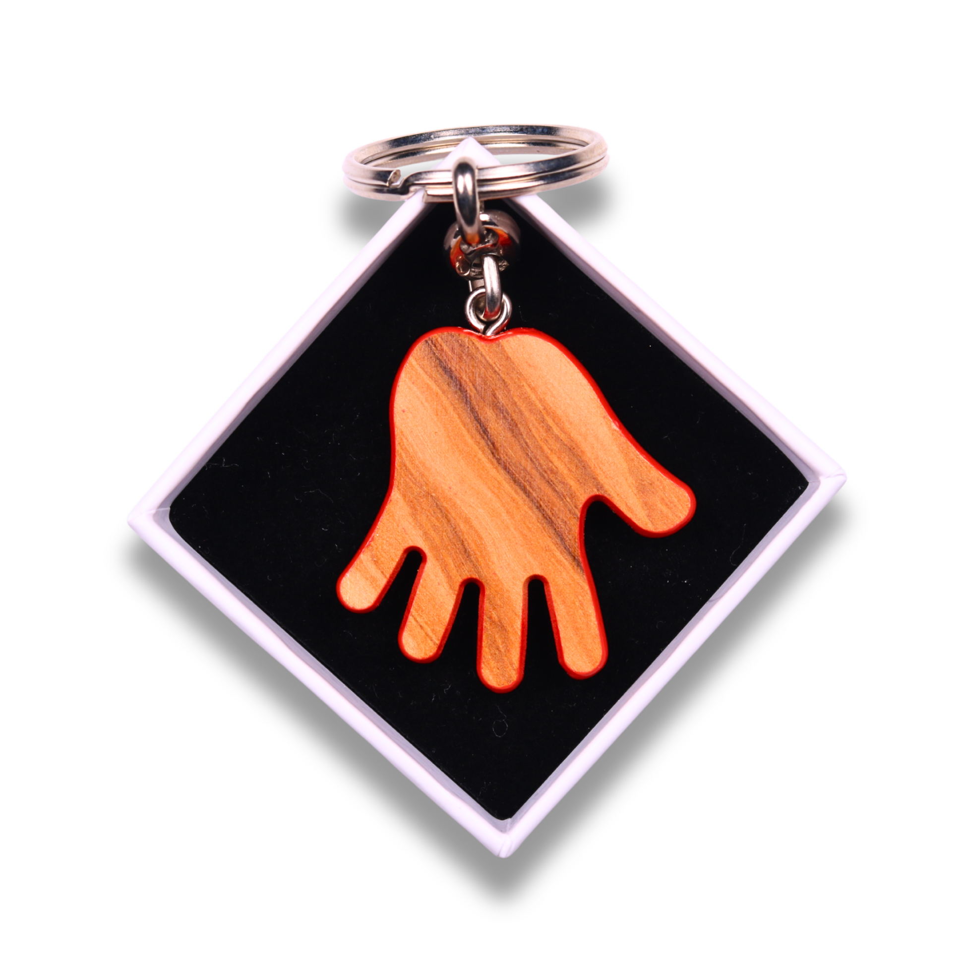 Palm of Peace Olive Wood Keychain In Gift Box