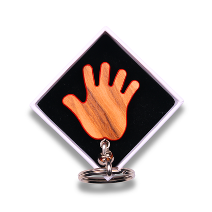 Palm of Peace Olive Wood Keychain In Gift Box
