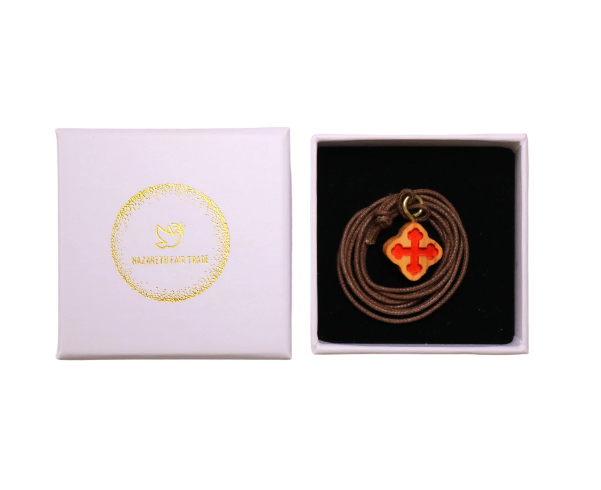 Passion Olive Wood Cross Necklace In Box