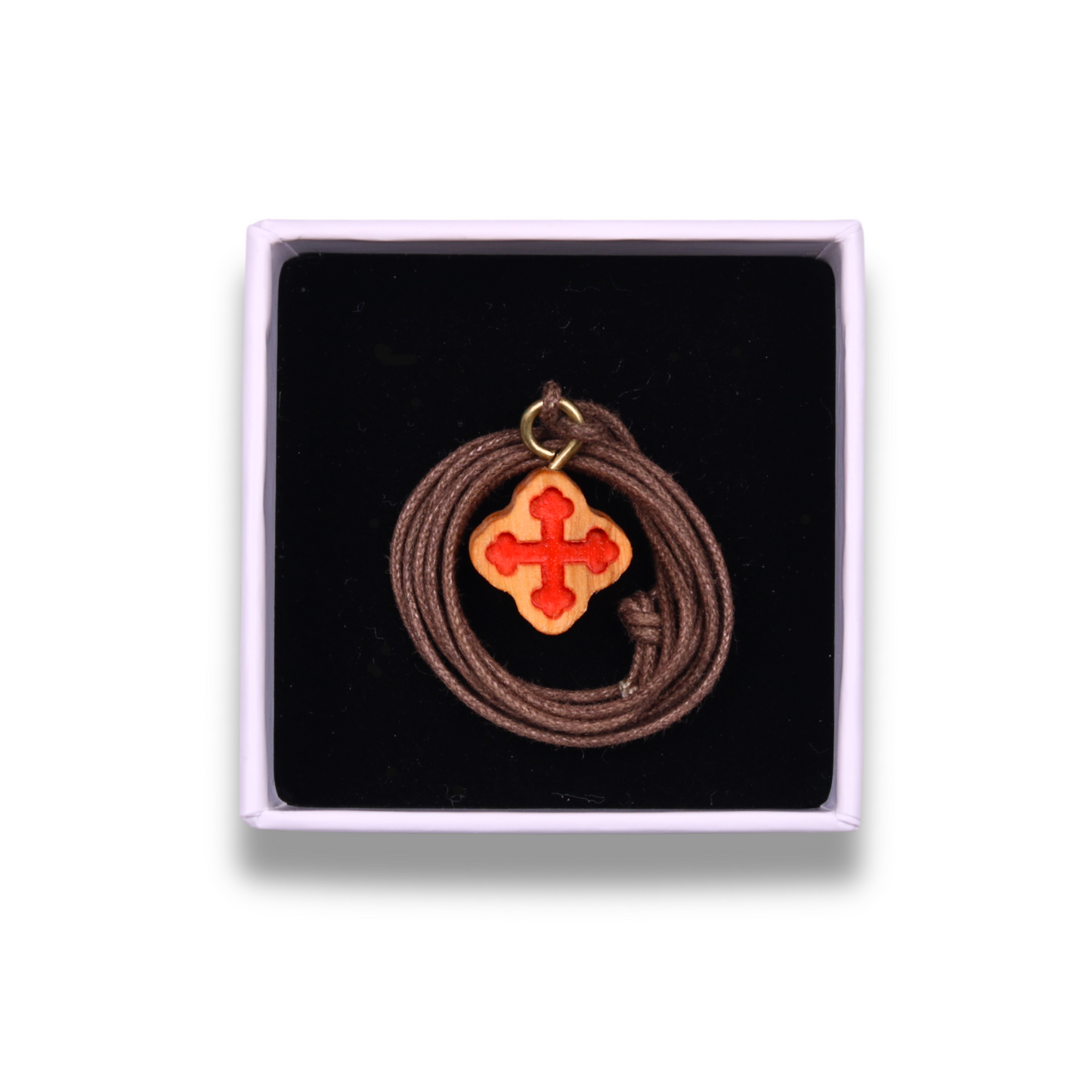 Passion Olive Wood Cross Necklace In Gift Box
