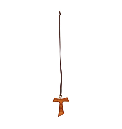 Peaceful Covenant Olive Wood Tau Cross Necklace With Cord