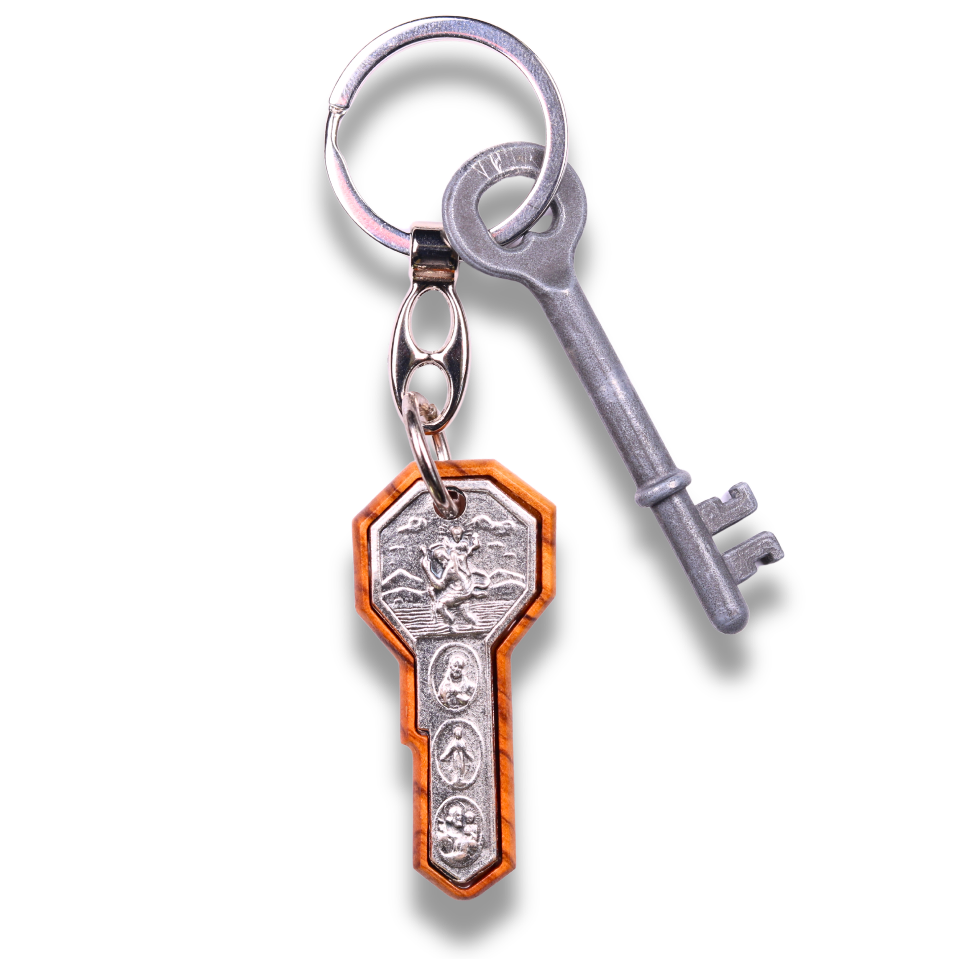 Pilgrim’s Key Olive Wood Keychain With Key