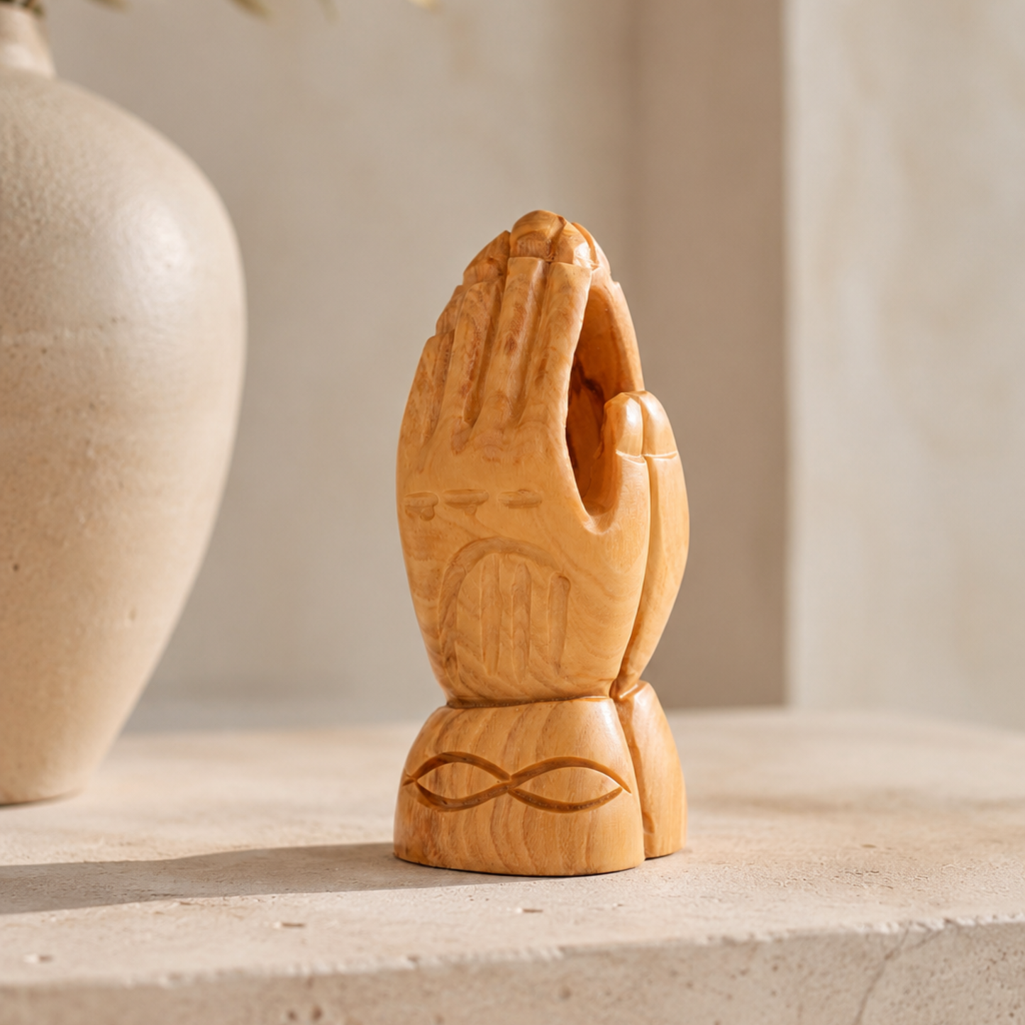 Olive Wood Praying Hands Statue