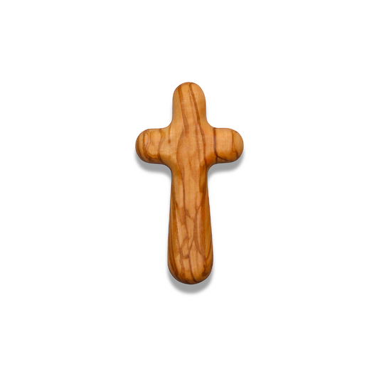 Premium Holding Prayer Cross Close Up on white background