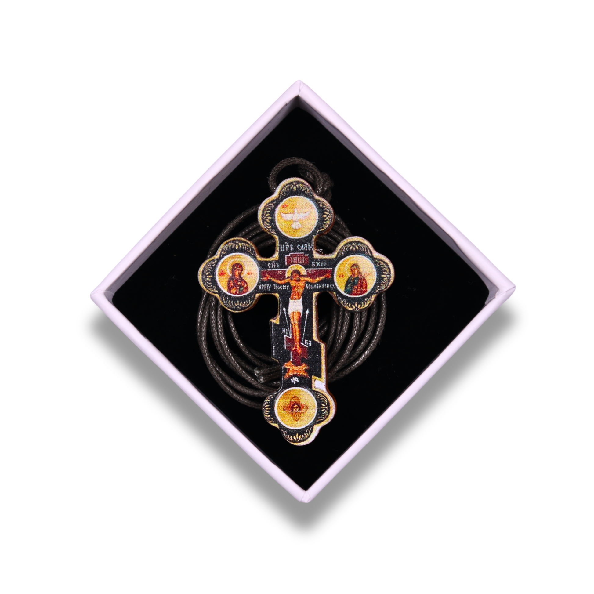 Russian Orthodox Icon Cross Necklace In Gift Box
