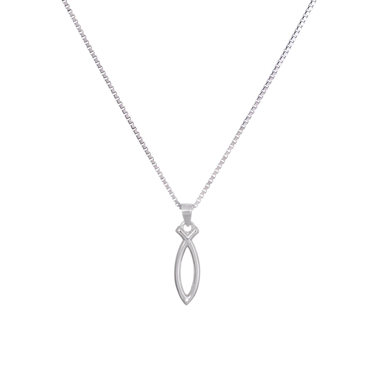 925 Sterling Silver Ichthus Fish Necklace
