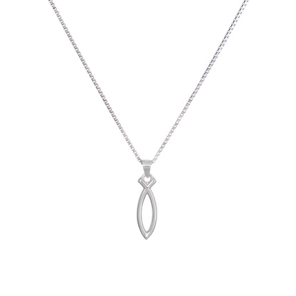 925 Sterling Silver Ichthus Fish Necklace