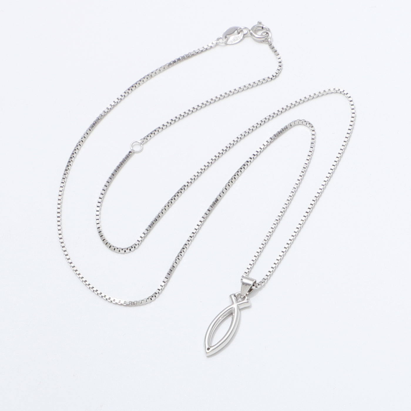 925 Sterling Silver Ichthus Fish Necklace