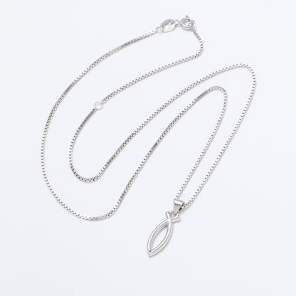 925 Sterling Silver Ichthus Fish Necklace