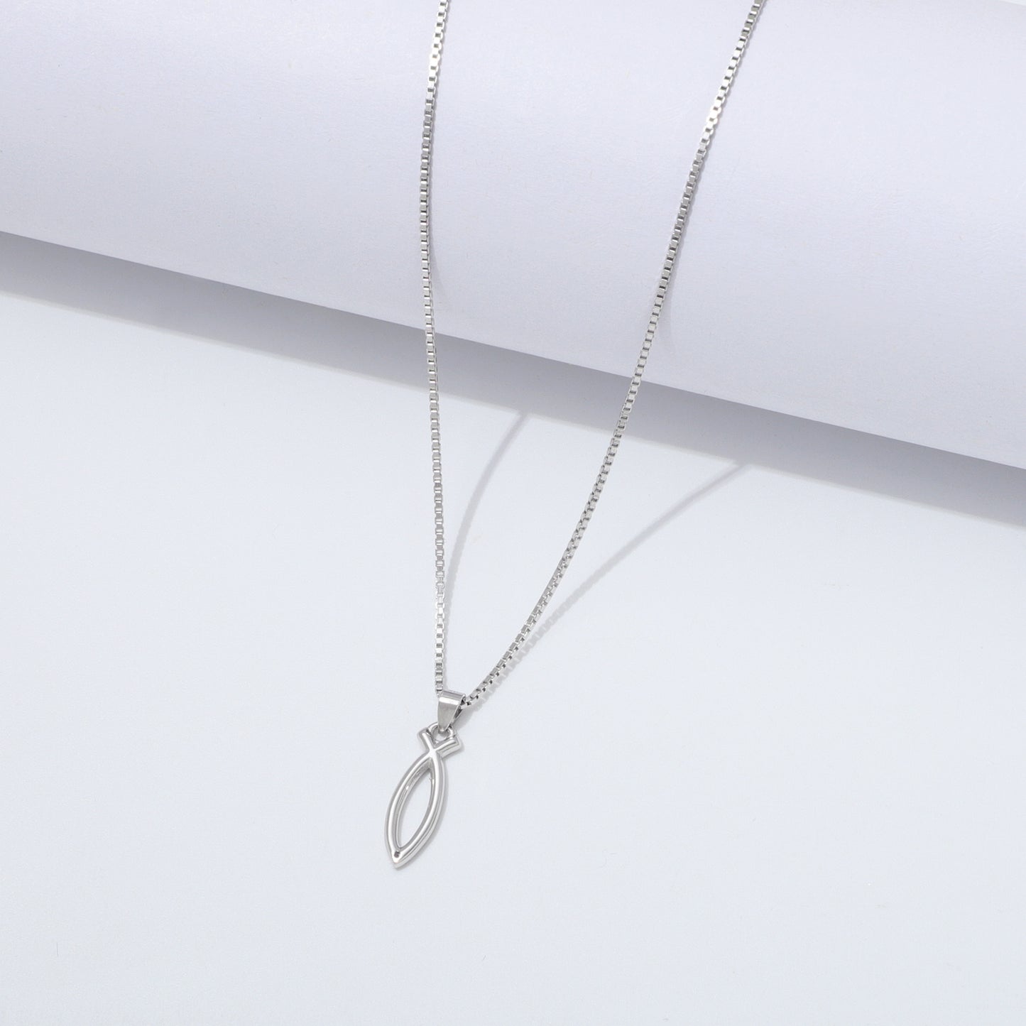 925 Sterling Silver Ichthus Fish Necklace