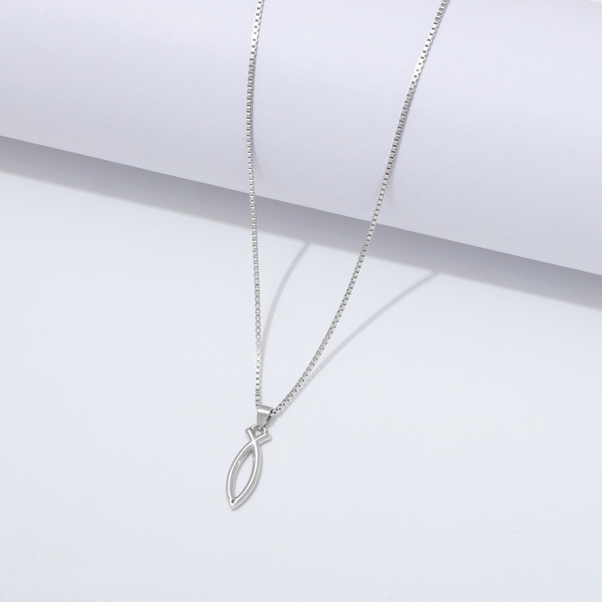 925 Sterling Silver Ichthus Fish Necklace