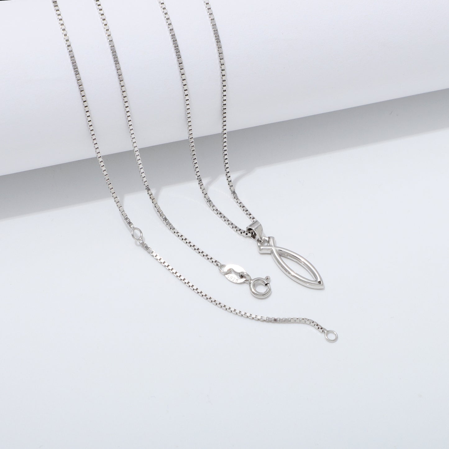 925 Sterling Silver Ichthus Fish Necklace