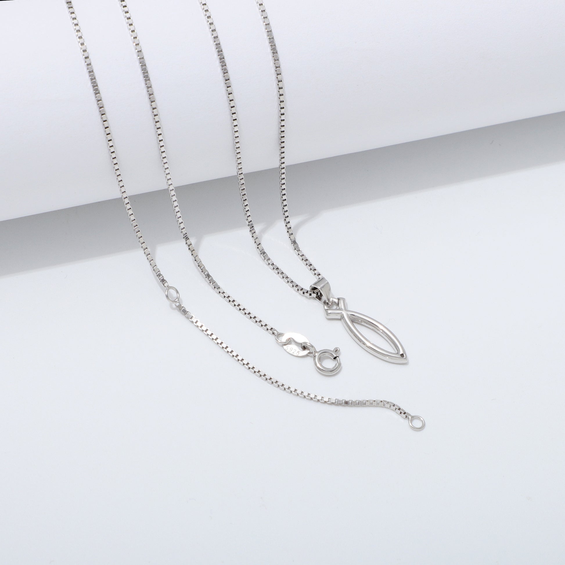 925 Sterling Silver Ichthus Fish Necklace
