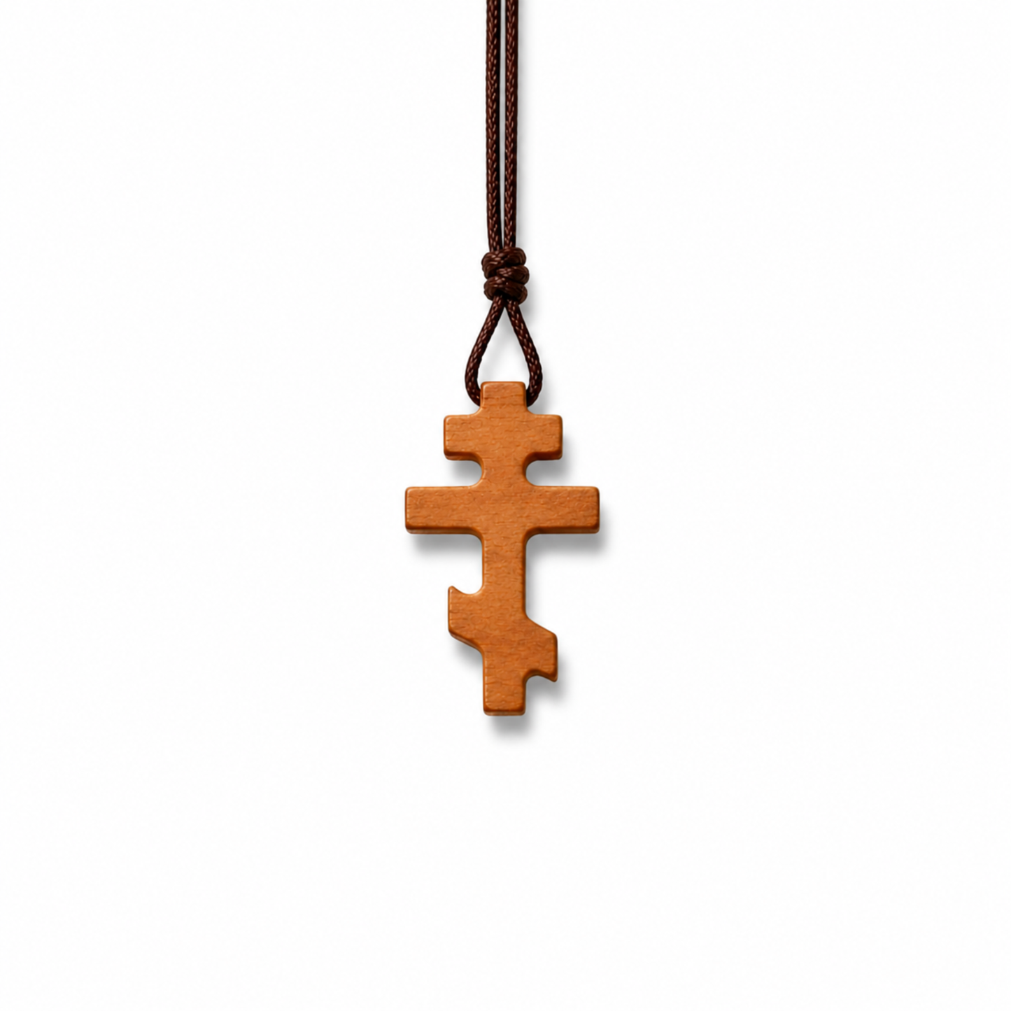Handmade olive wood Orthodox cross necklace small size, Holy Land Christian pendant, handcrafted religious jewelry