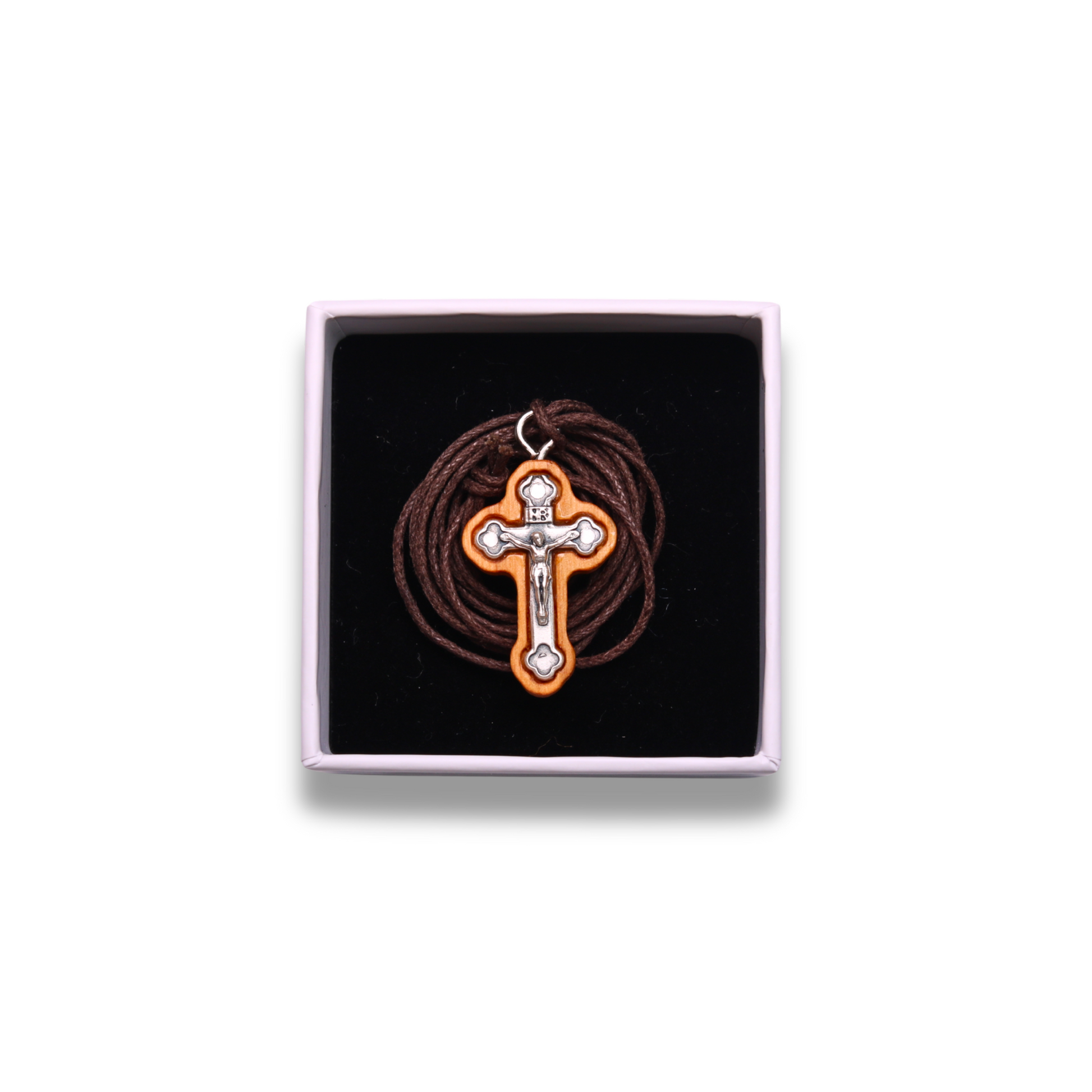 Stavros Olive Wood Crucifix Necklace in gift box