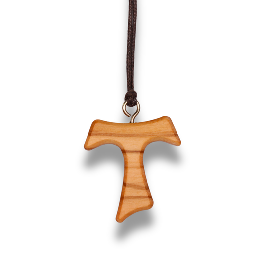 Tav Cross Olive Wood Necklace