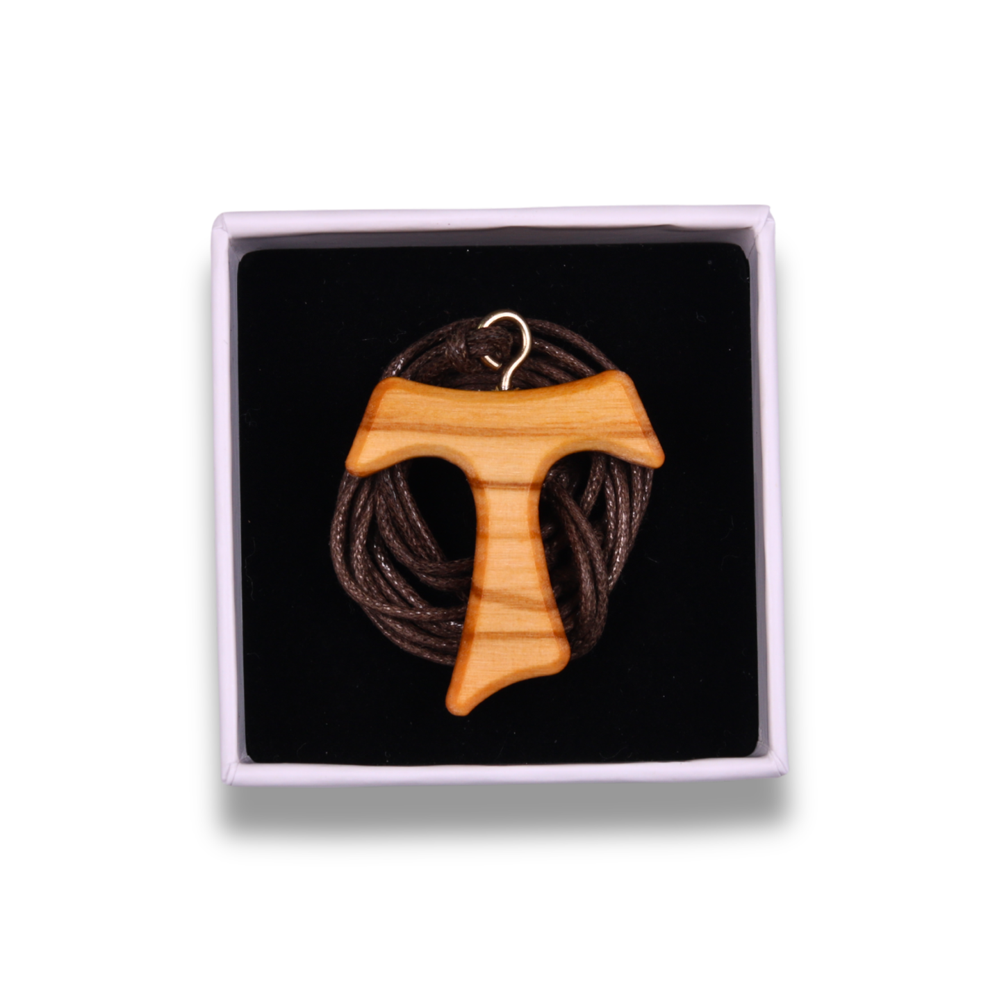 Tav Cross Olive Wood Necklace In Gift Box