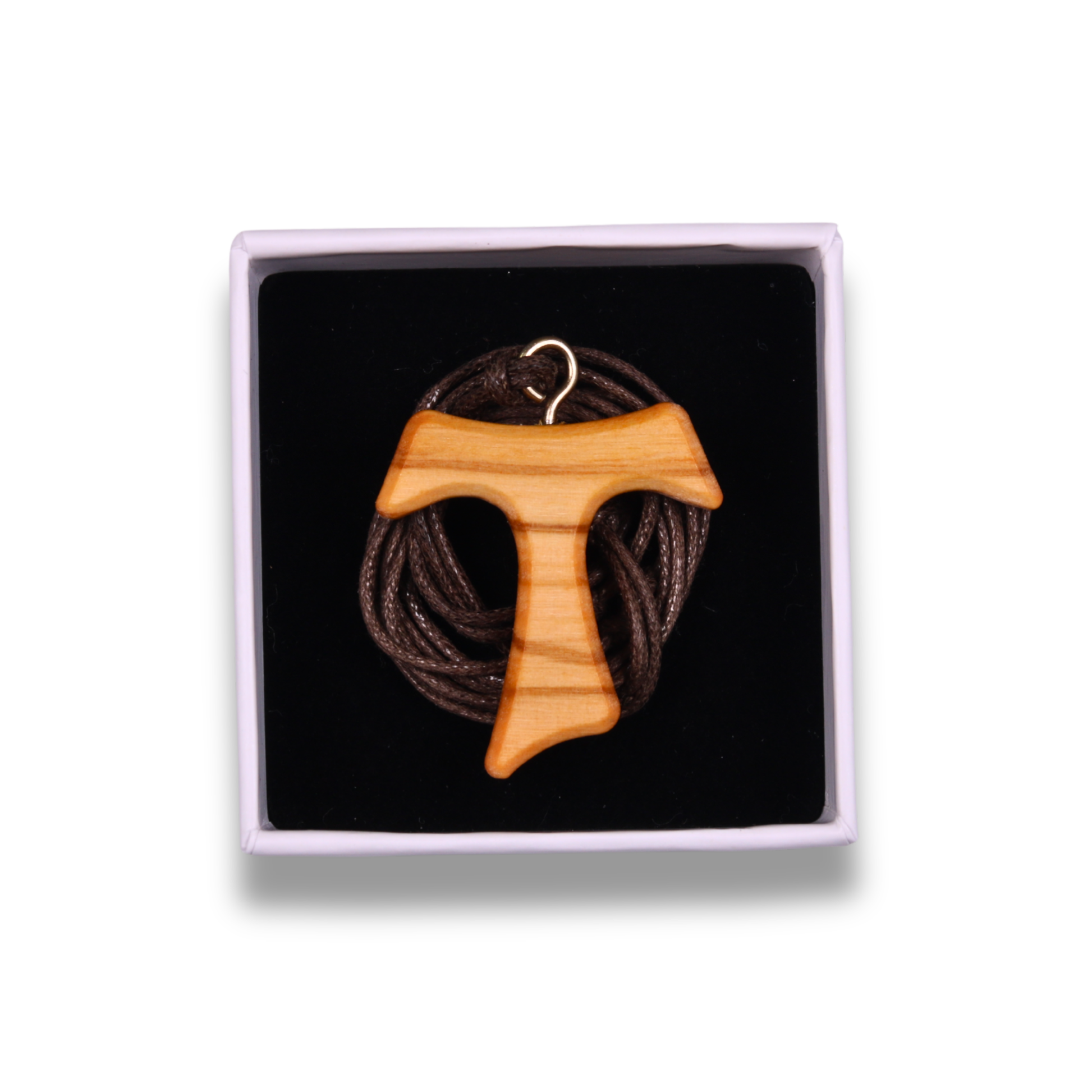 Tav Cross Olive Wood Necklace In Gift Box