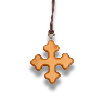 Triune Olive Wood Cross Necklace