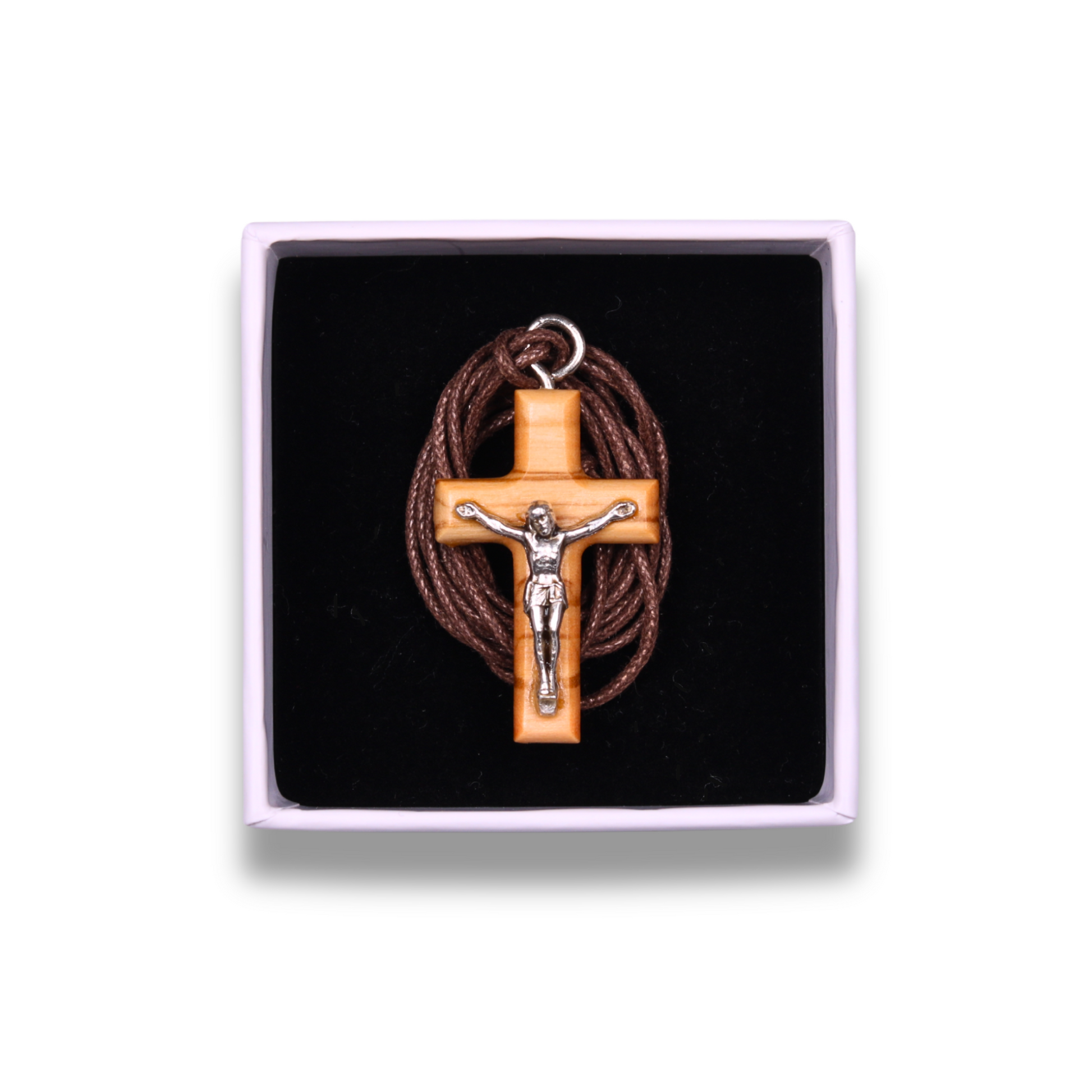 Truth Crucifix Olive Wood Necklace In Gift Box