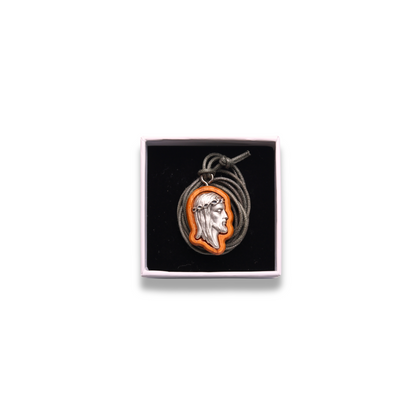 Visage of Jesus Olive Wood Necklace in a gift box