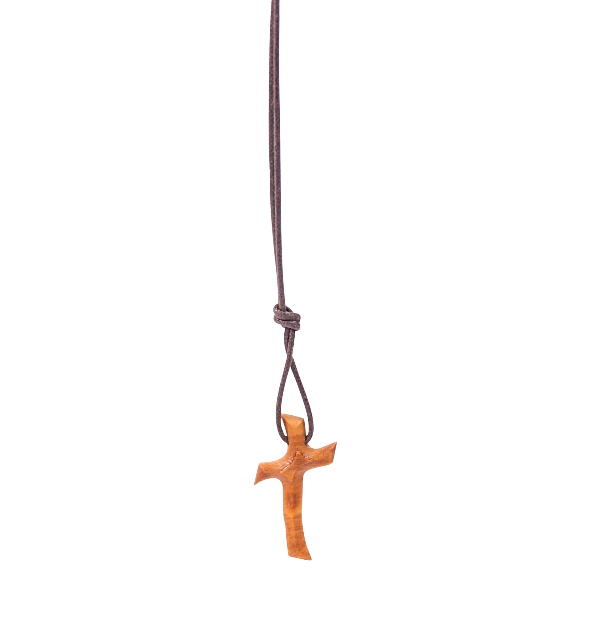 Waves of Devotion Olive Wood Cross Necklace Close Up