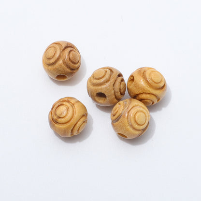 Engraved olive wood beads - 8mm
