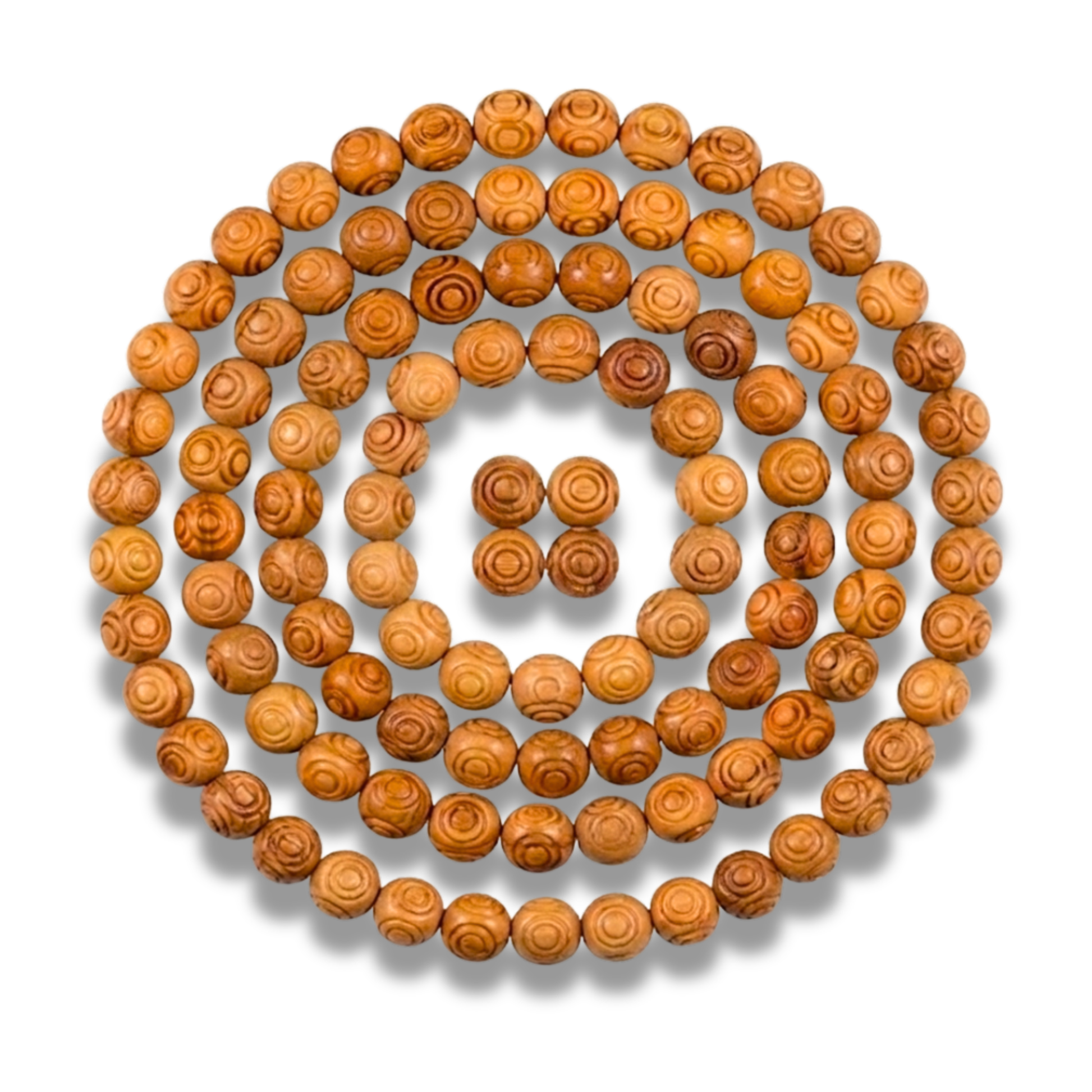 Engraved Round Olive Wood Beads