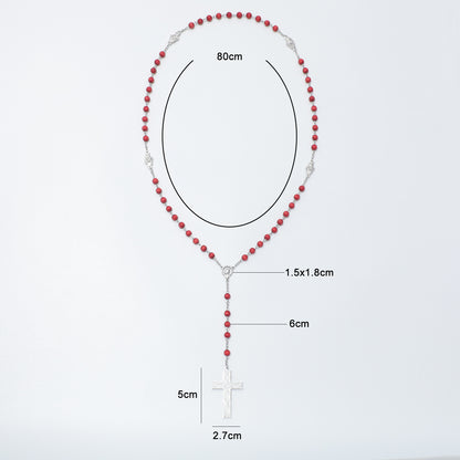 Maria Ichthus Cross rose scented five-decade rosary dimensions