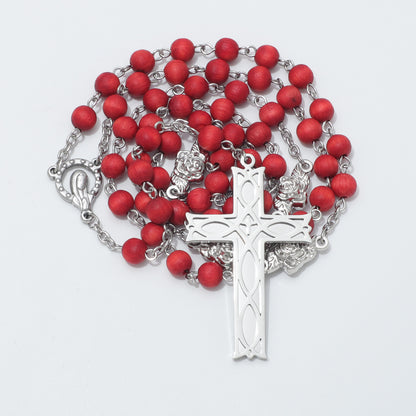 Full Maria Ichthus Cross five-decade rosary handcrafted in Nazareth