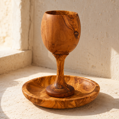 Olive Wood Chalice and Plate