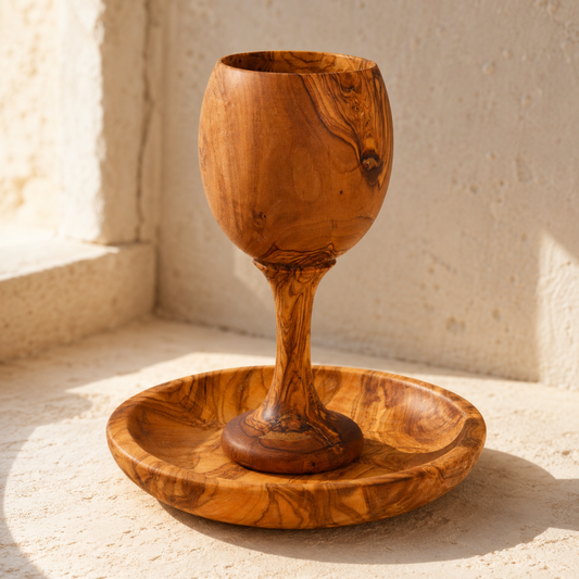 Olive Wood Chalice and Plate
