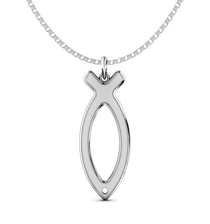 925 Sterling Silver Ichthus Fish Necklace Main