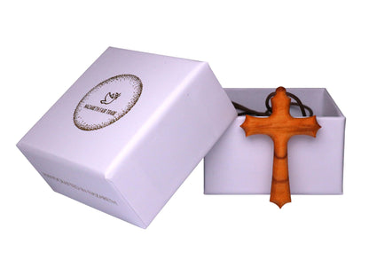 Angelican Olive Wood Cross Necklace Outside Gift Box