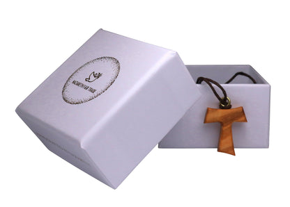 Franciscan Tau Cross Necklace Outside Gift Box